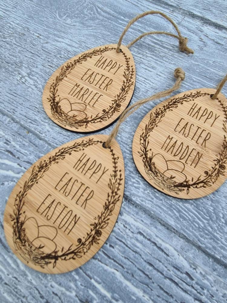 Personalised Wooden/Bamboo Easter Gift Tag