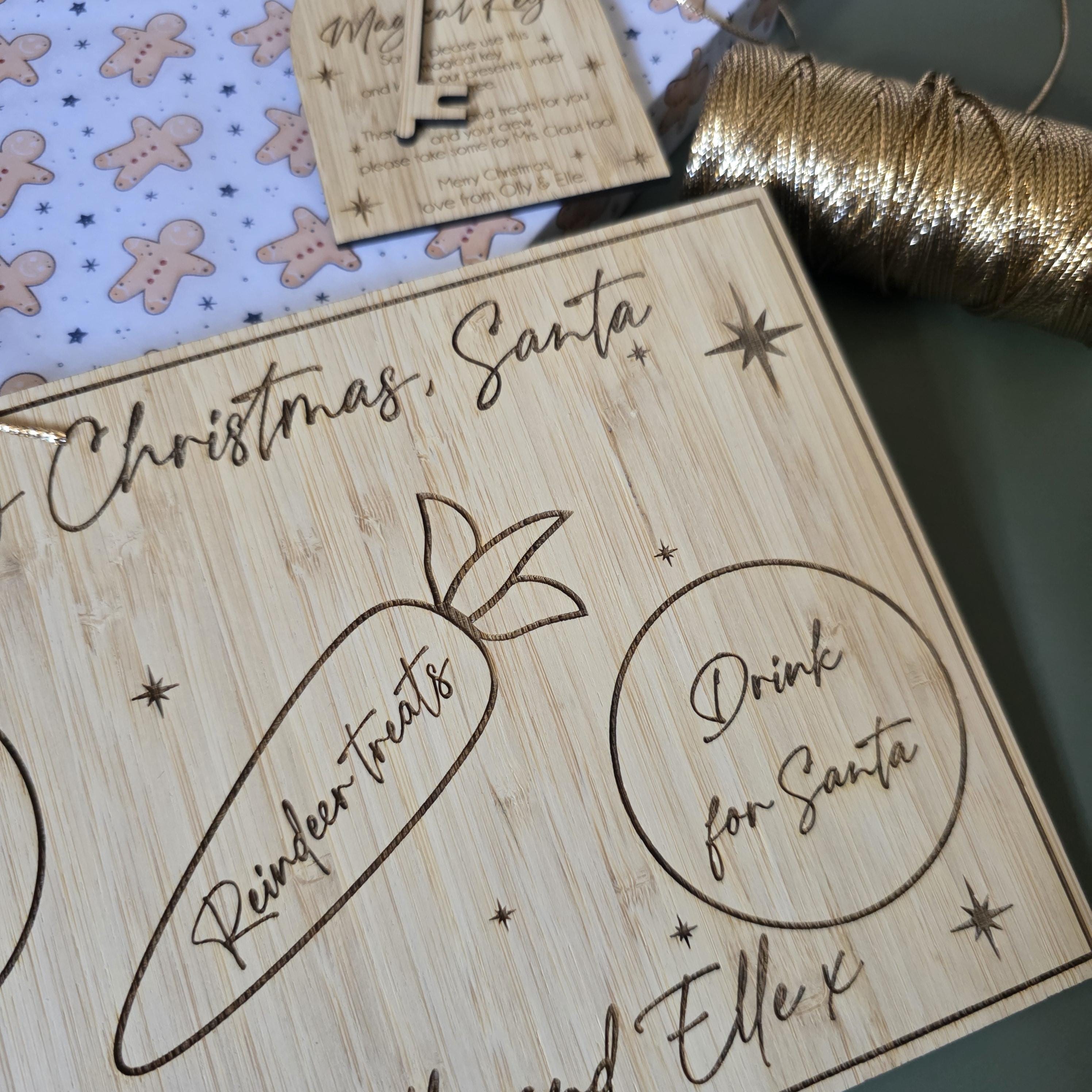 Personalised Deluxe Bamboo Santa Treat Board & Magical Key Christmas Bundle
