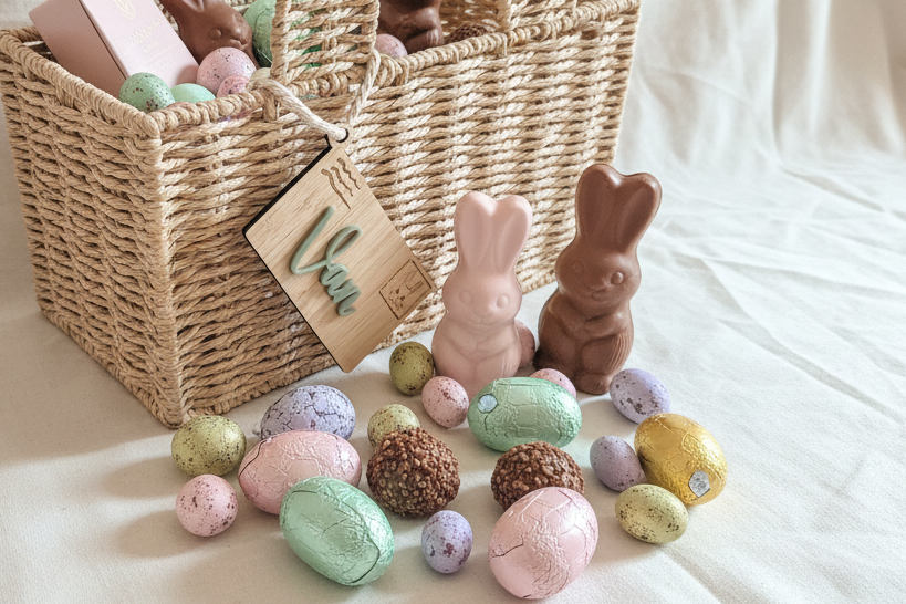 Personalized Bamboo Easter Basket Tag | Acrylic Name Decoration