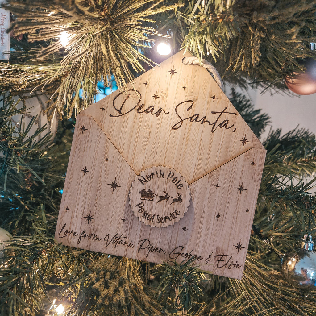 Personalised Bamboo Letters To Santa Envelope Wall Hanging - North Pole Postal Service
