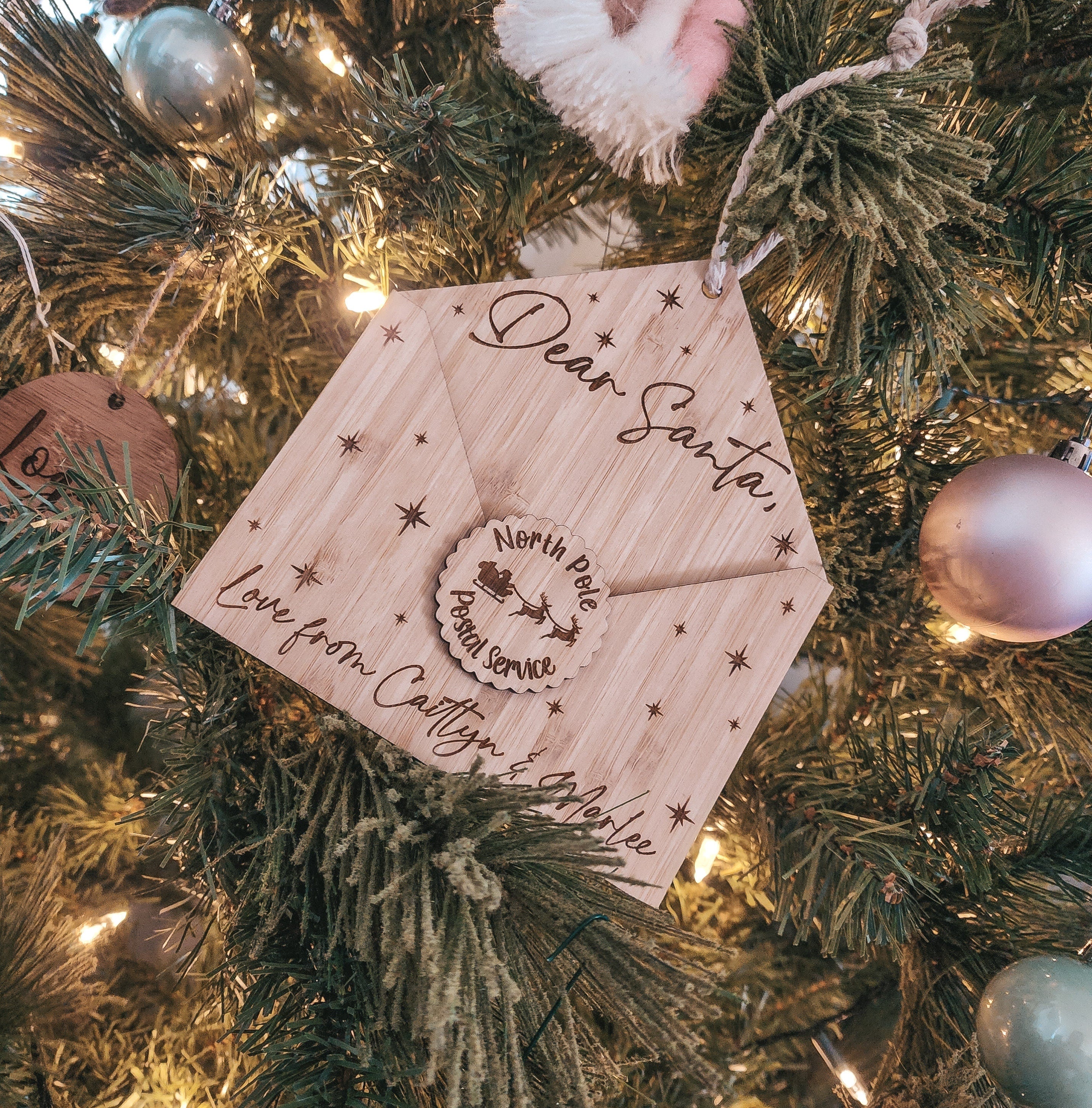 Personalised Bamboo Letters To Santa Envelope Wall Hanging - North Pole Postal Service