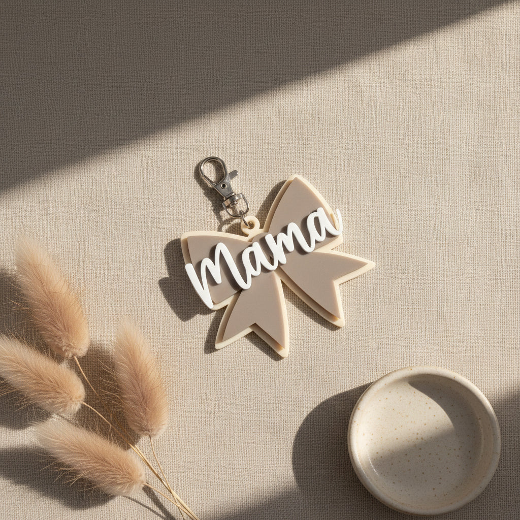 Personalized Bow Name Keychain | Acrylic Back to School Bag Tag