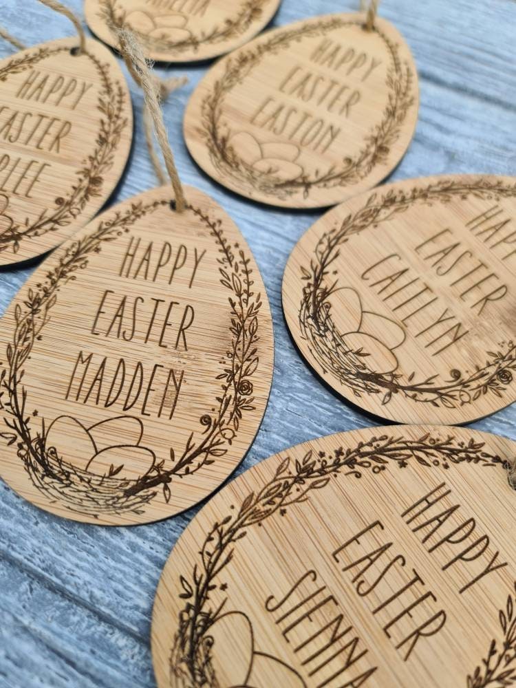 Personalised Wooden/Bamboo Easter Gift Tag