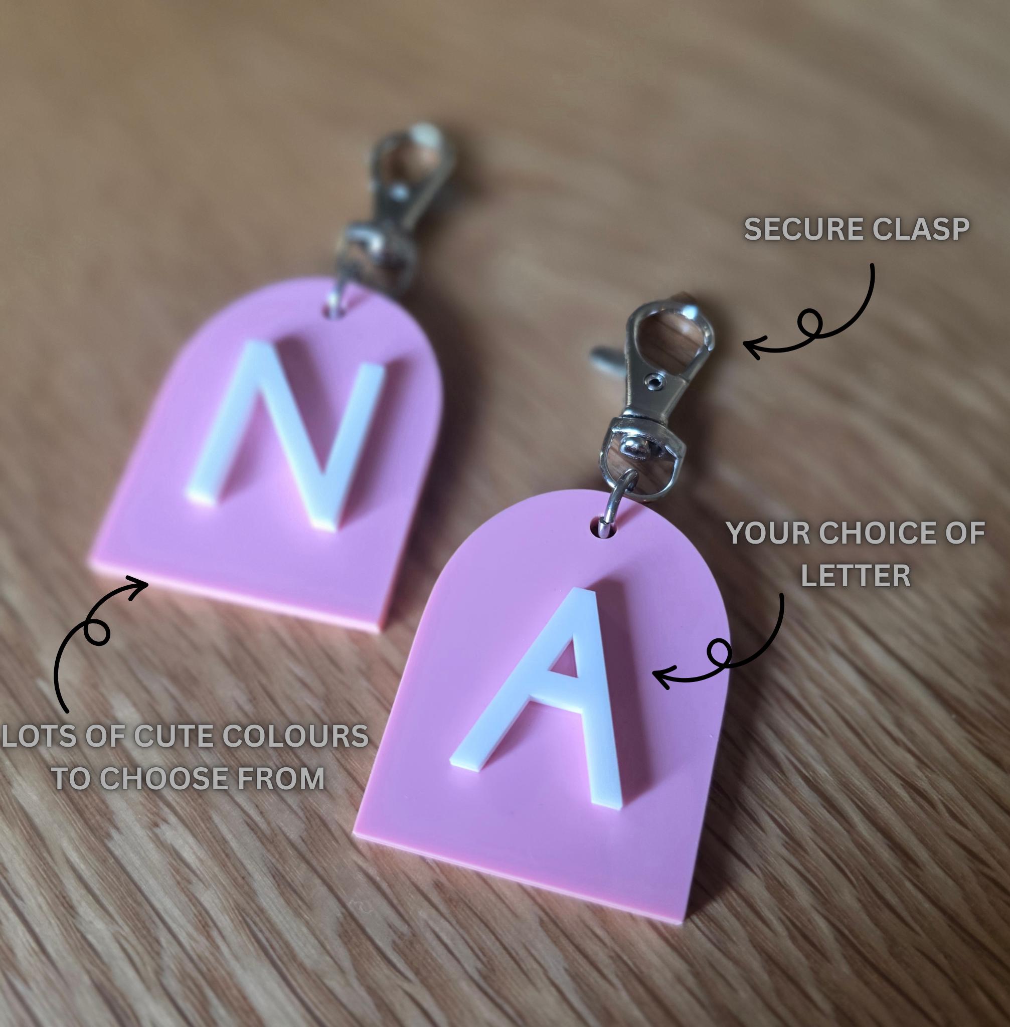 Personalized Initial Acrylic Pastel Keyring - Back To School Bag Tag