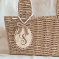 Personalized Easter Basket Tag | Bamboo Initial Gift Tag with Acrylic Bow