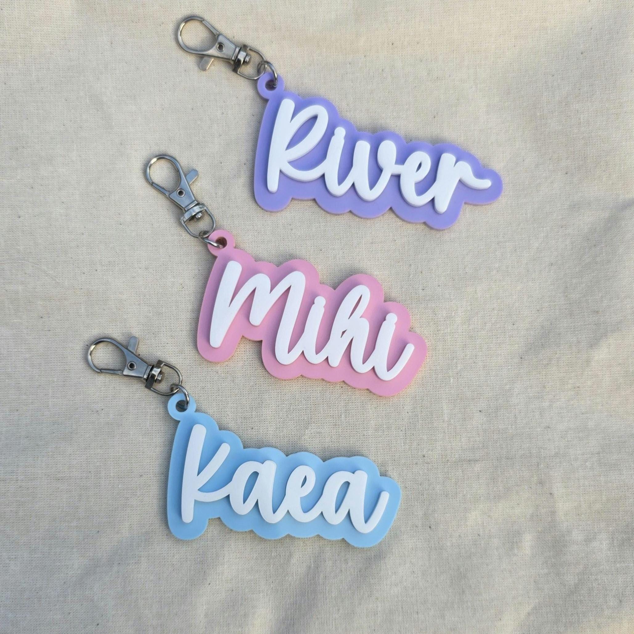 Personalised Name Keyring | Back to School Bag Tag | Custom Kids Backpack Keychain