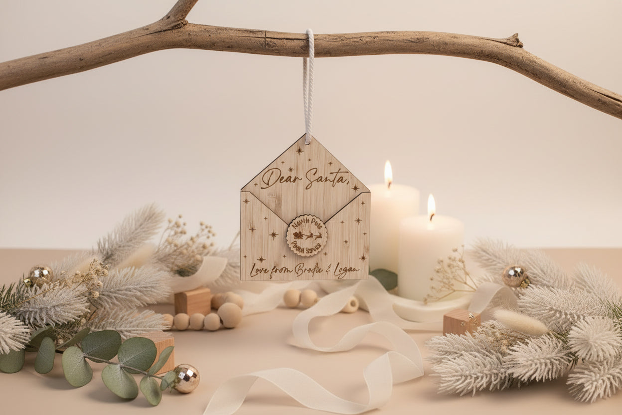 Personalised Bamboo Letters To Santa Envelope Wall Hanging - North Pole Postal Service