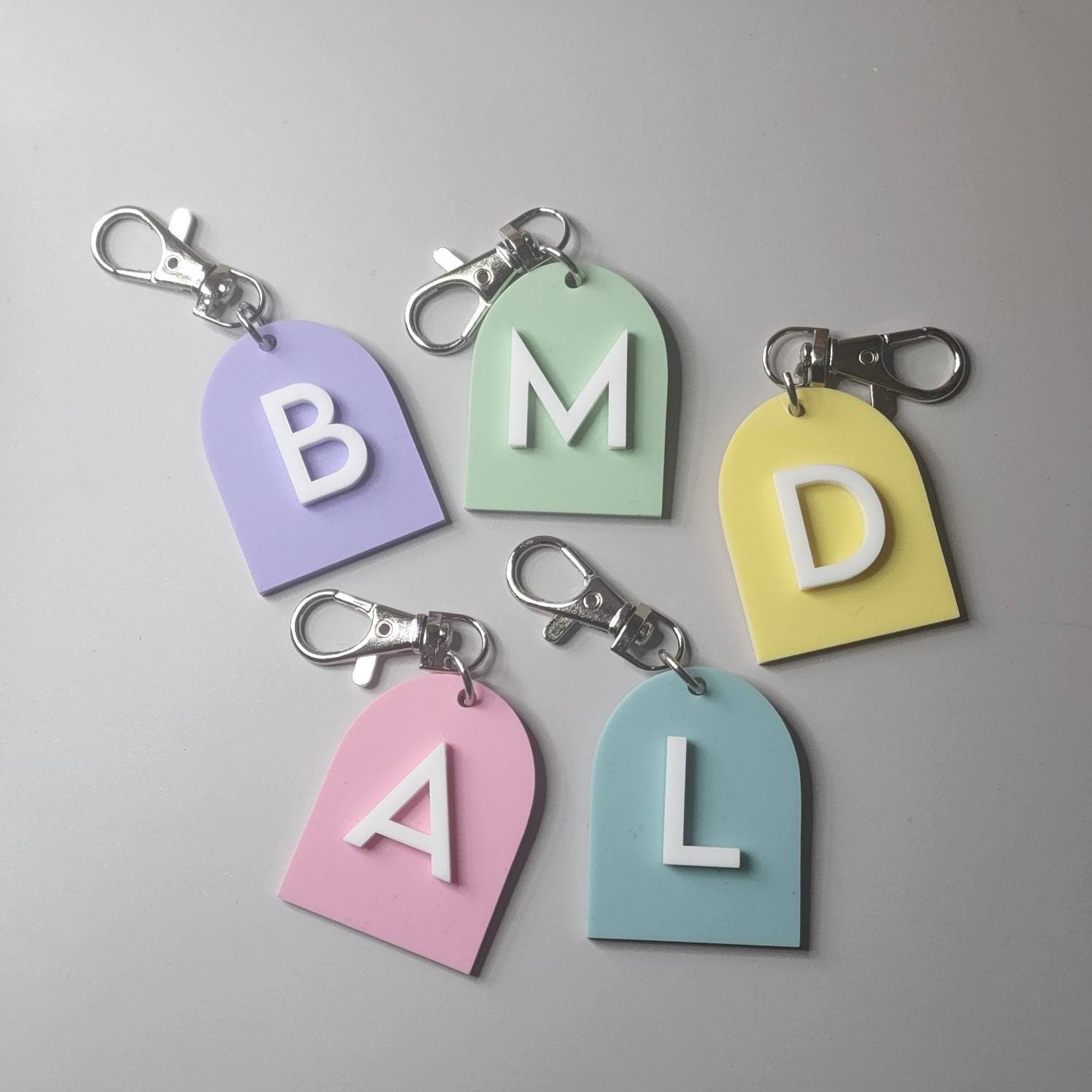 Personalized Initial Acrylic Pastel Keyring - Back To School Bag Tag