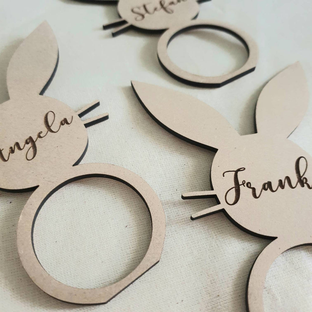 Personalised Wooden Easter Themed Placecards/Napkin Rings