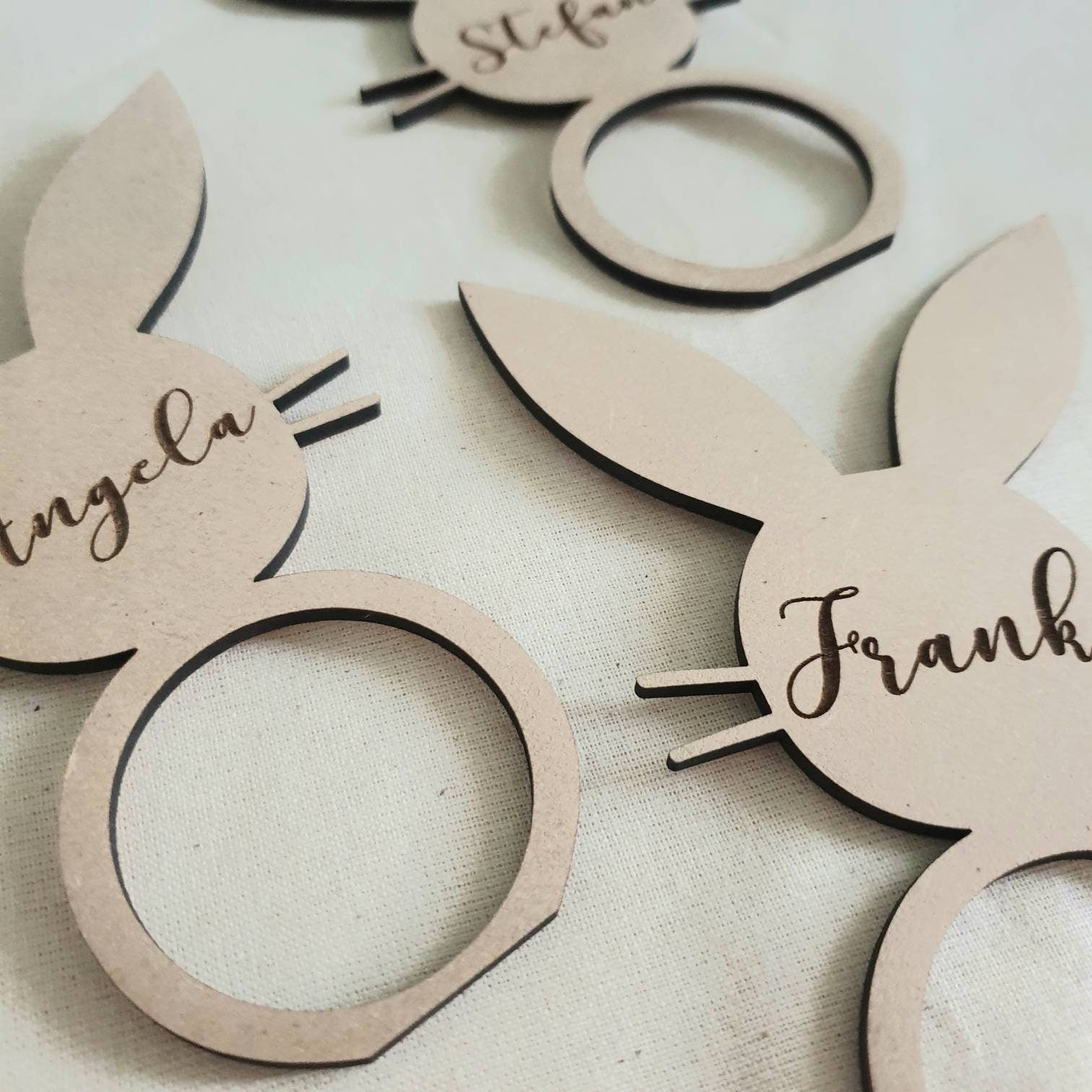 Personalised Wooden Easter Themed Placecards/Napkin Rings