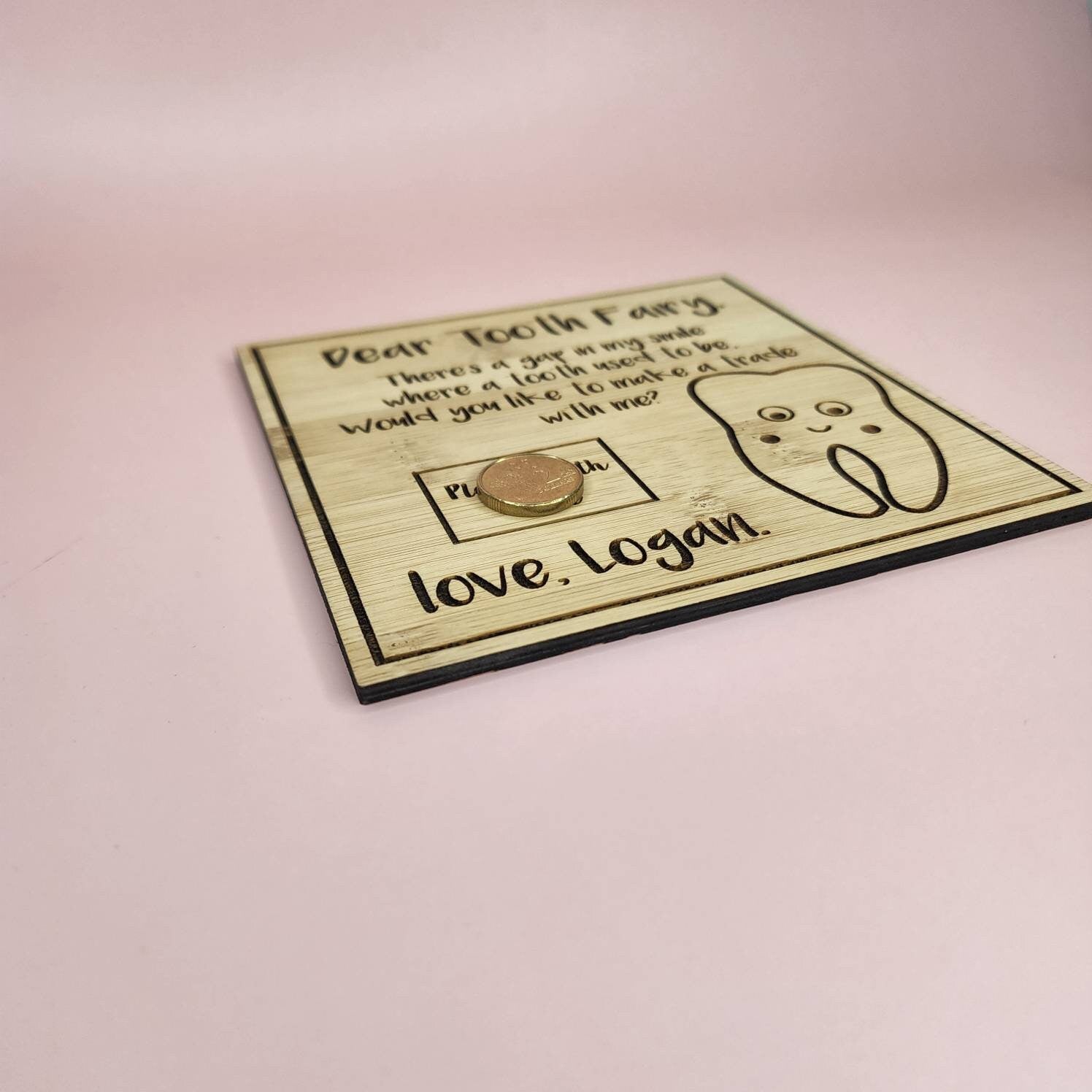 Personalised Bamboo Tooth Fairy Plaque/Plate