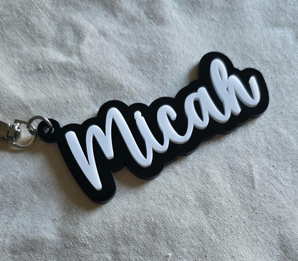Personalised Name Keyring | Back to School Bag Tag | Custom Kids Backpack Keychain