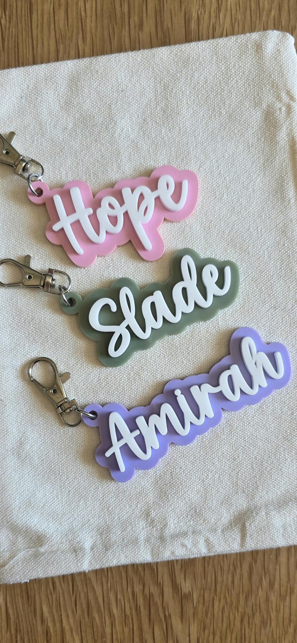 Personalised Name Keyring | Back to School Bag Tag | Custom Kids Backpack Keychain