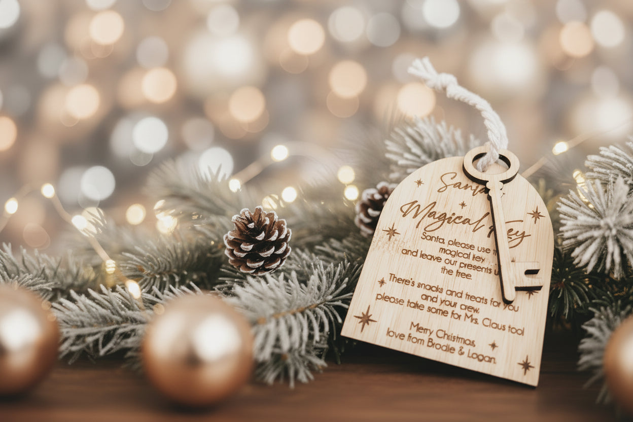 Personalised Deluxe Bamboo Santa Treat Board & Magical Key Christmas Bundle