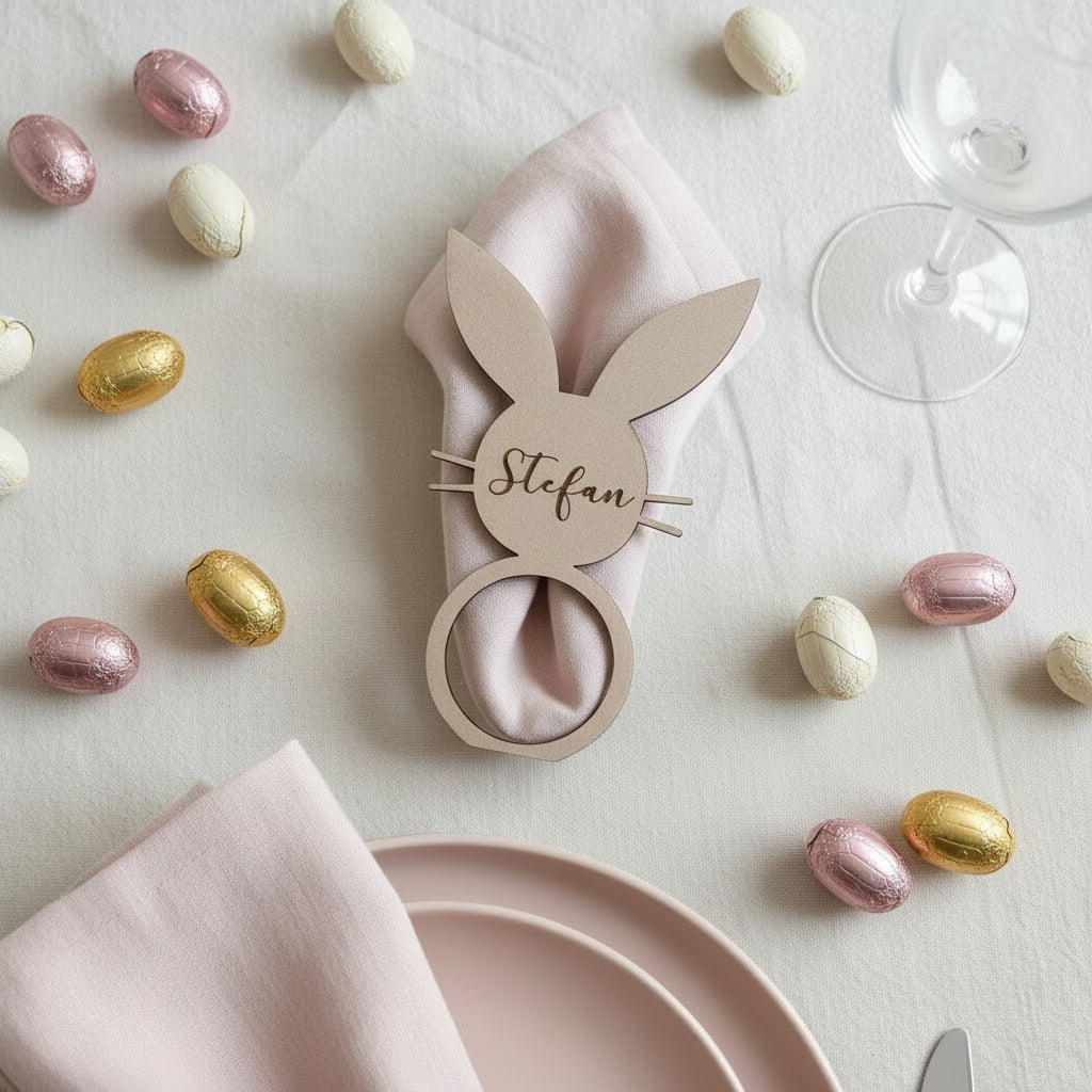 Personalised Wooden Easter Themed Placecards/Napkin Rings
