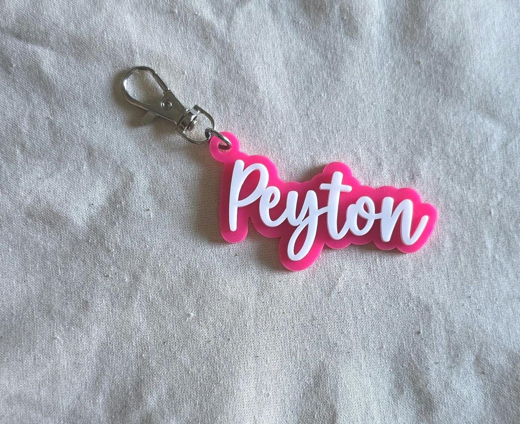 Personalised Name Keyring | Back to School Bag Tag | Custom Kids Backpack Keychain