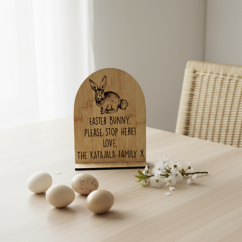 Easter Bunny Sign - On Table with Chair