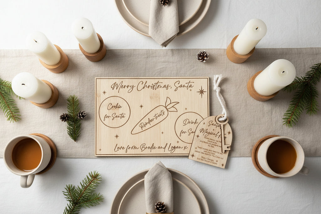 Personalised Deluxe Bamboo Santa Treat Board & Magical Key Christmas Bundle