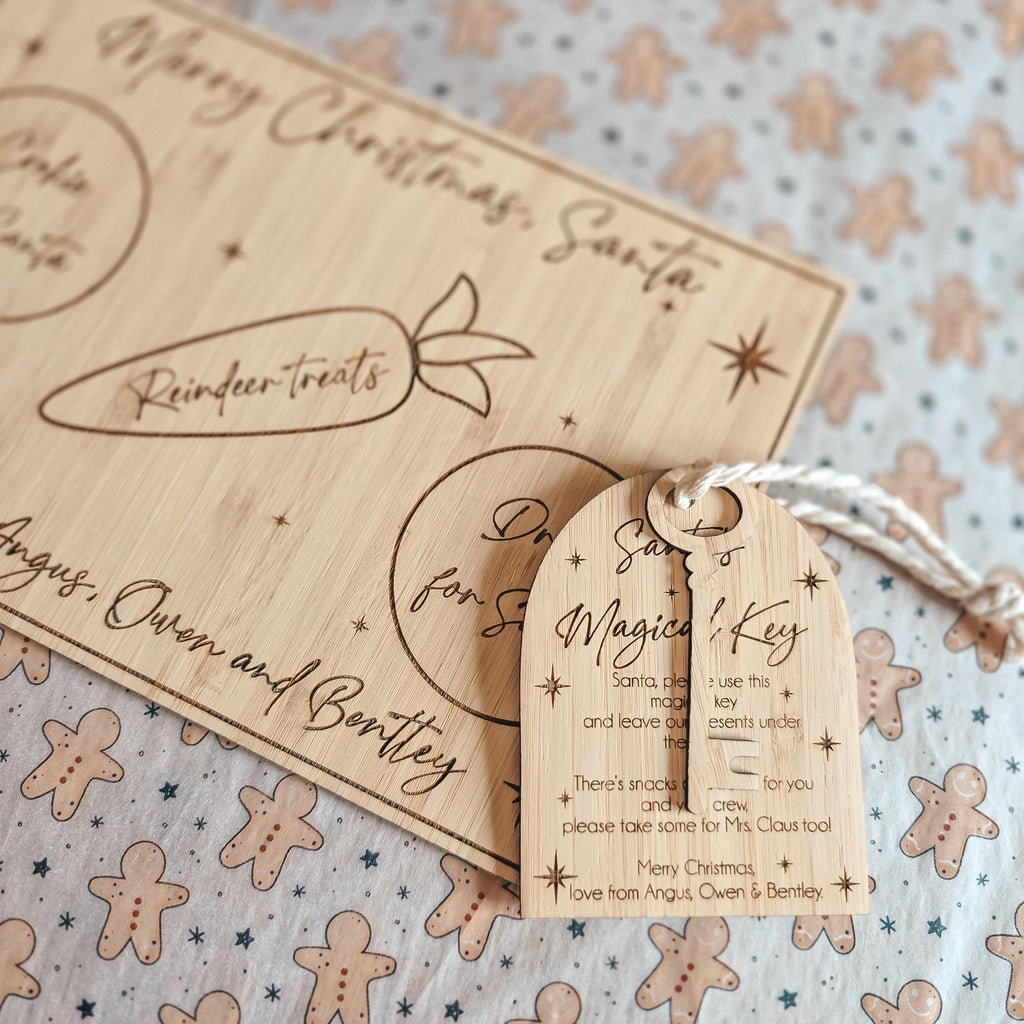 Personalised Deluxe Bamboo Santa Treat Board & Magical Key Christmas Bundle