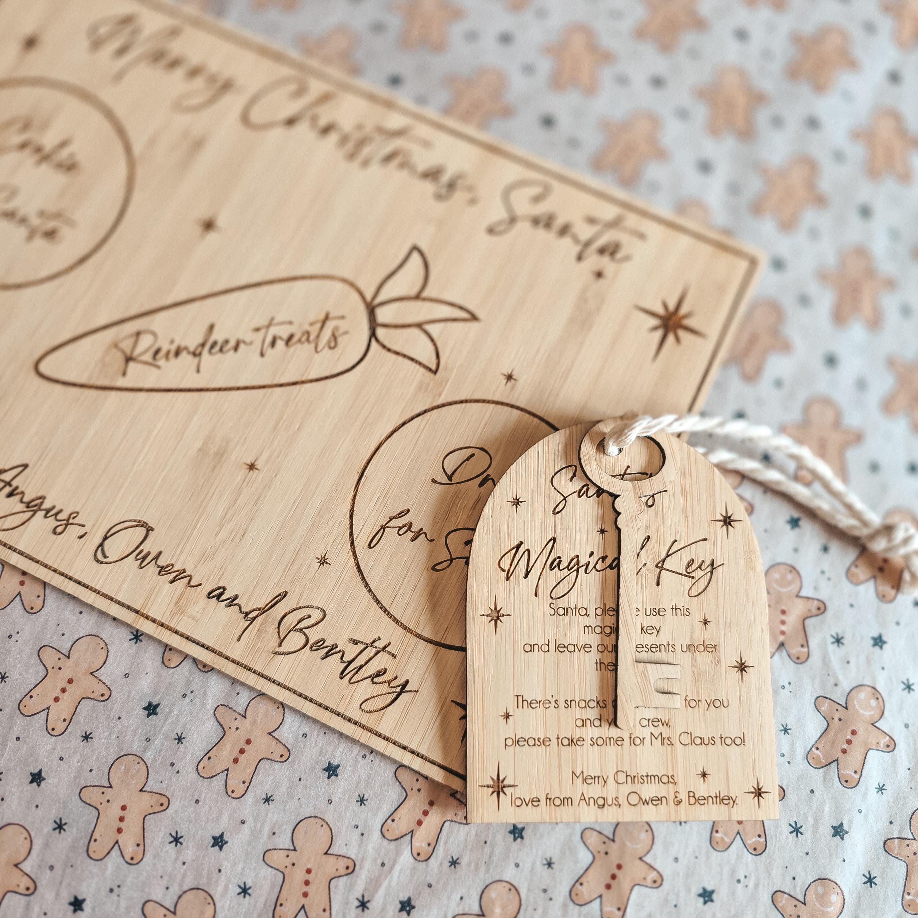 Personalised Deluxe Bamboo Santa Treat Board & Magical Key Christmas Bundle